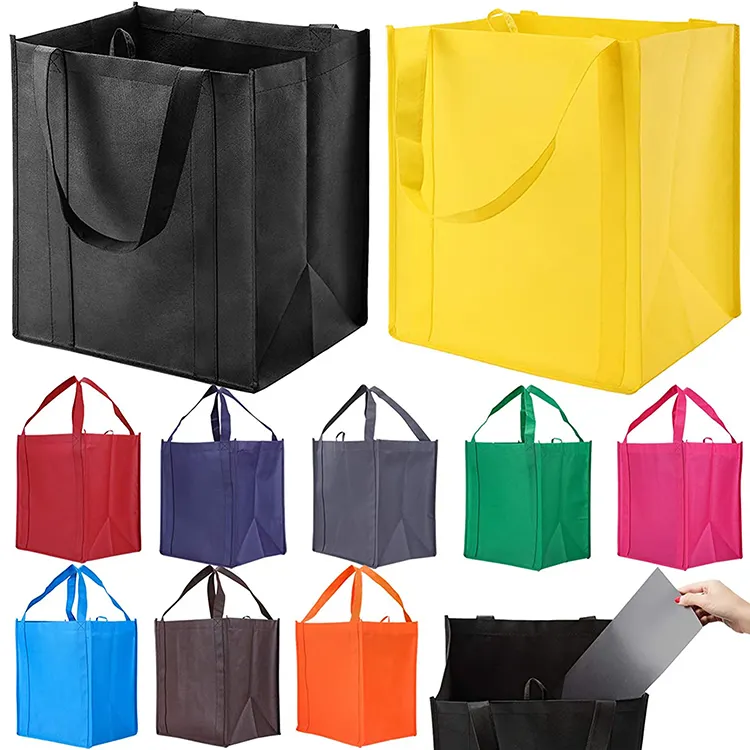 사용자 정의 비 짠 가방 접이식 대용량 grocey 부직포 블랙 쇼핑 가방