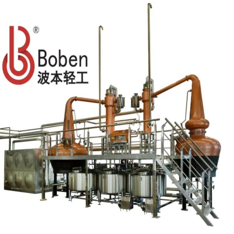 Boben 2024 geleneksel viski Pot hala 2000L & 1200L buhar distile bakır damıtma ekipmanları ikiz su ısıtıcısı Distillery