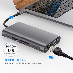10合1集线器类型C至HDMI VGA适配器RJ45局域网以太网SD TF PD USB3.0 3.5毫米插孔音频视频USB c集线器计算机附件 - Product Image 4
