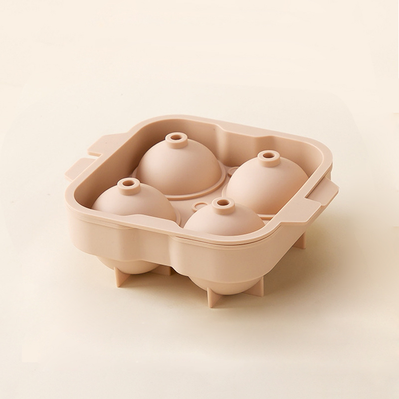 Pink-4 cavity silicone ice cube tray