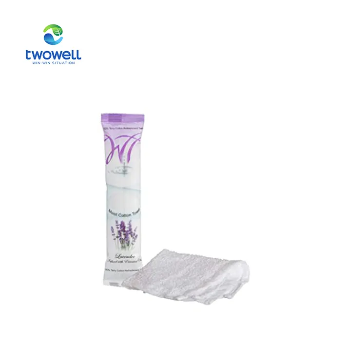 White Towel Services 8" x 8" inch Moist Cotton Towel Individually Wrapped - Scent (Case of 50) *(Lavender)