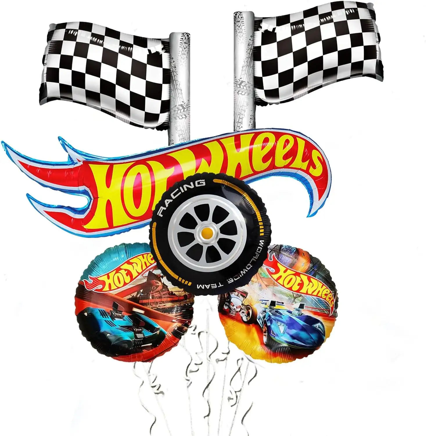 Hot Car Wheels Race Car Balões e bandeira Balões para homens meninos Decorações Do Partido De Aniversário Suprimentos