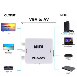 Adaptador convertidor Mini VGA a AV RCA, 3,5mm, compatible con Audio HD, 1080P, VGA2AV, RCA, convertidor de PC a TV, ordenador HD a TV - Product Image 2