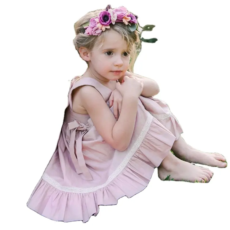 बच्चों कपास पोशाक बच्चे लड़की राजकुमारी गर्मी की पोशाक फीता पोशाक