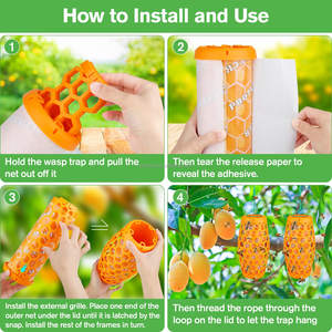 Saikou <strong>Wasp</strong> Trap For Outdoor Hanging,Bee Killer Sticky Catcher,Non-Toxic Reusable Hornet Traps Yellow Jacket Traps(2 Pack) - Product Image 2