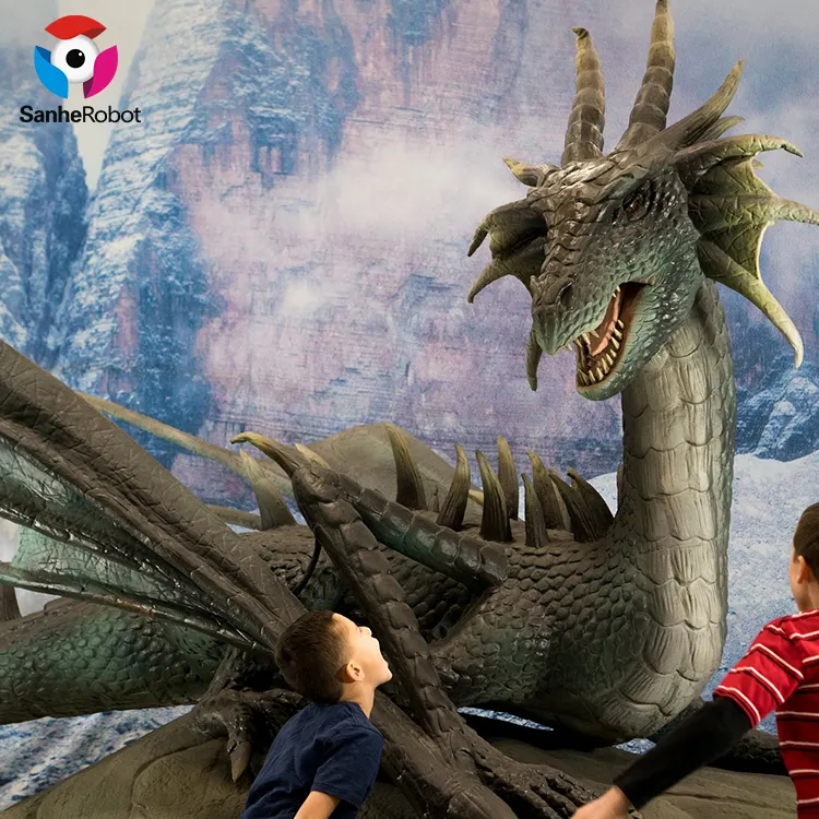 Equipo de parque de atracciones de alta calidad, dragón de dinosaurios del Oeste, Animatronic 3D