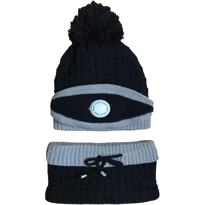 Gorro forrado de lana para mujer, conjunto de bufanda y máscara, gorro cálido con orejeras, Gorro con pompón, Invierno