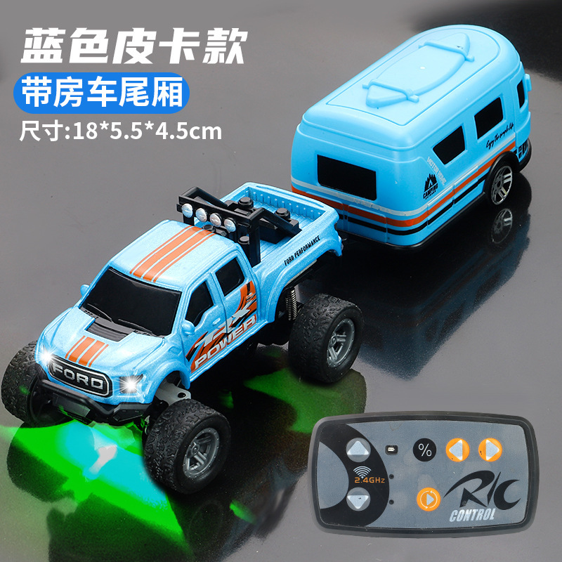 Mini coche de control remoto de aleación - camioneta pickup azul + caja de carga