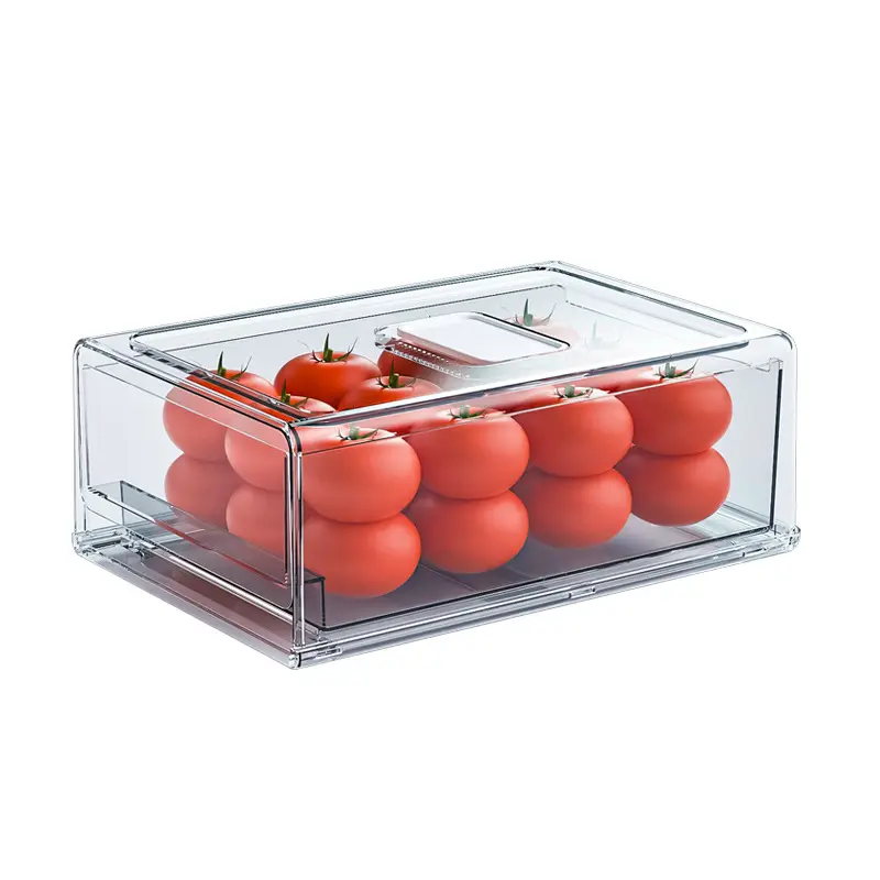 Khay trứng tủ lạnh tổ chức rõ ràng ngăn kéo nhiều lớp thực phẩm Trái Cây Rau Pet Stackable Tủ đông tổ chức đa chức năng hiện đại