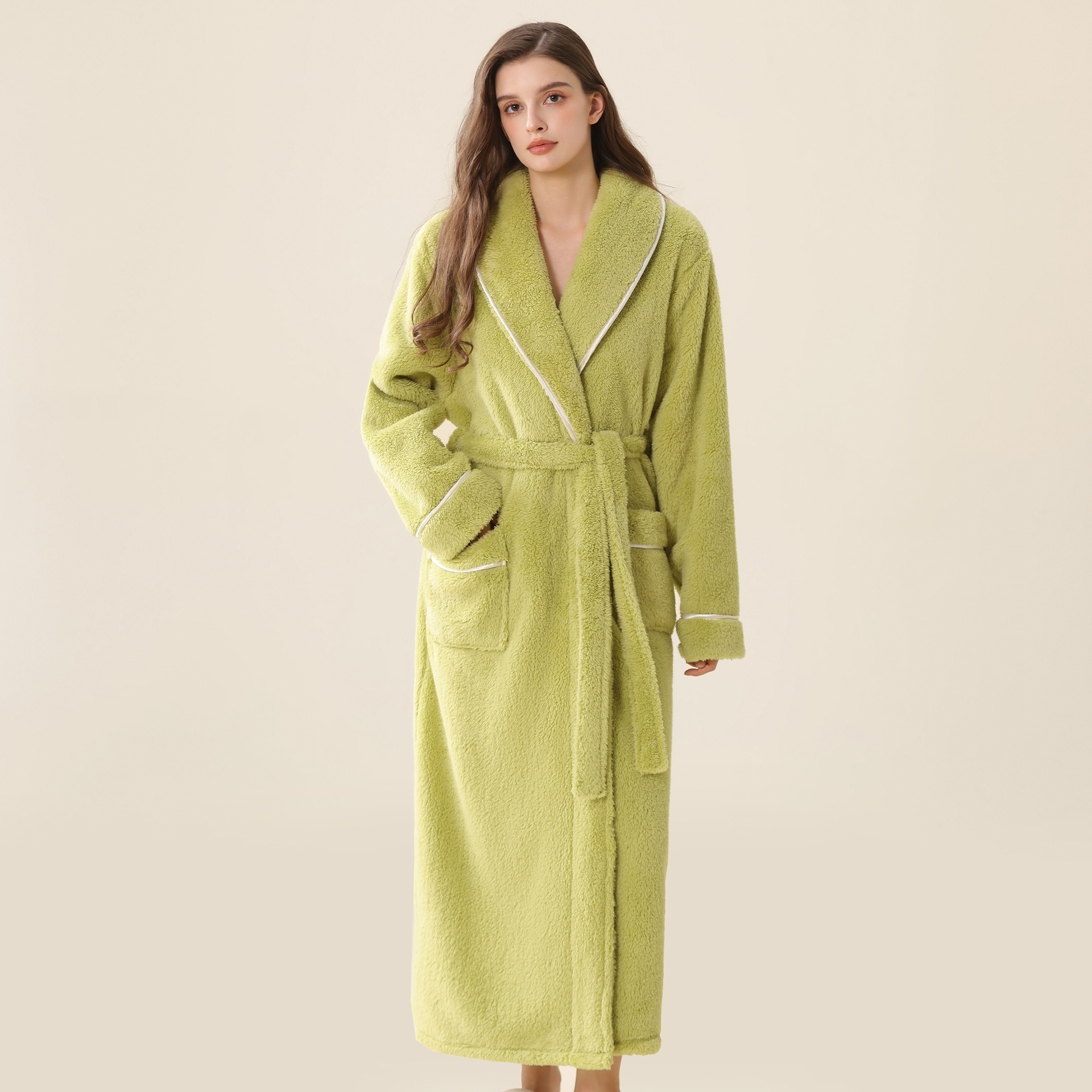 Green-womens export-style long bathrobe