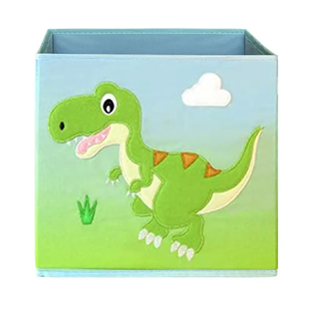 Cestini decorativi 2 Pack in tessuto pieghevole dinosauro cubo colorato contenitore organizzatore per bambini con manici per casa armadio