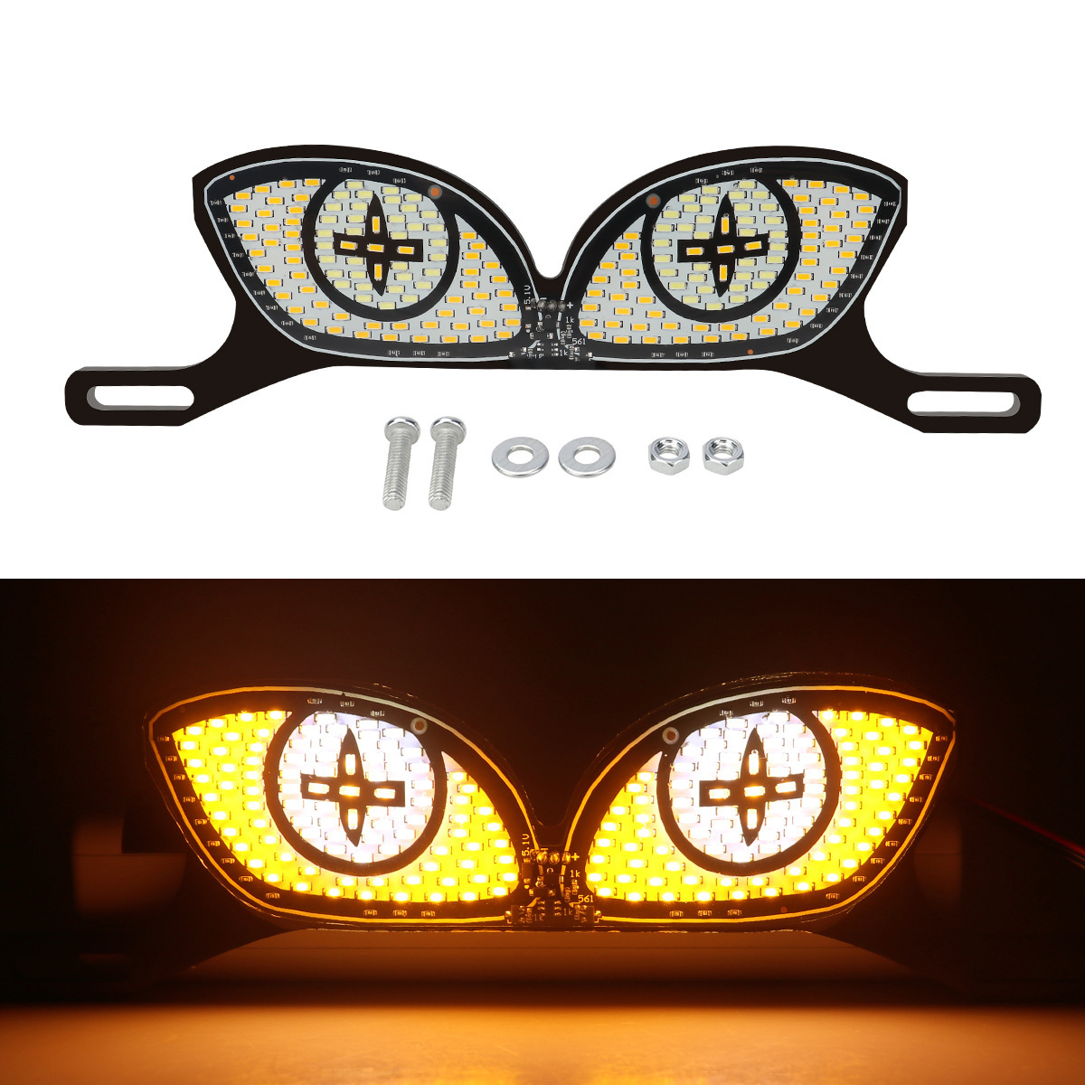 Luz cruzada blanca y amarilla intermitente