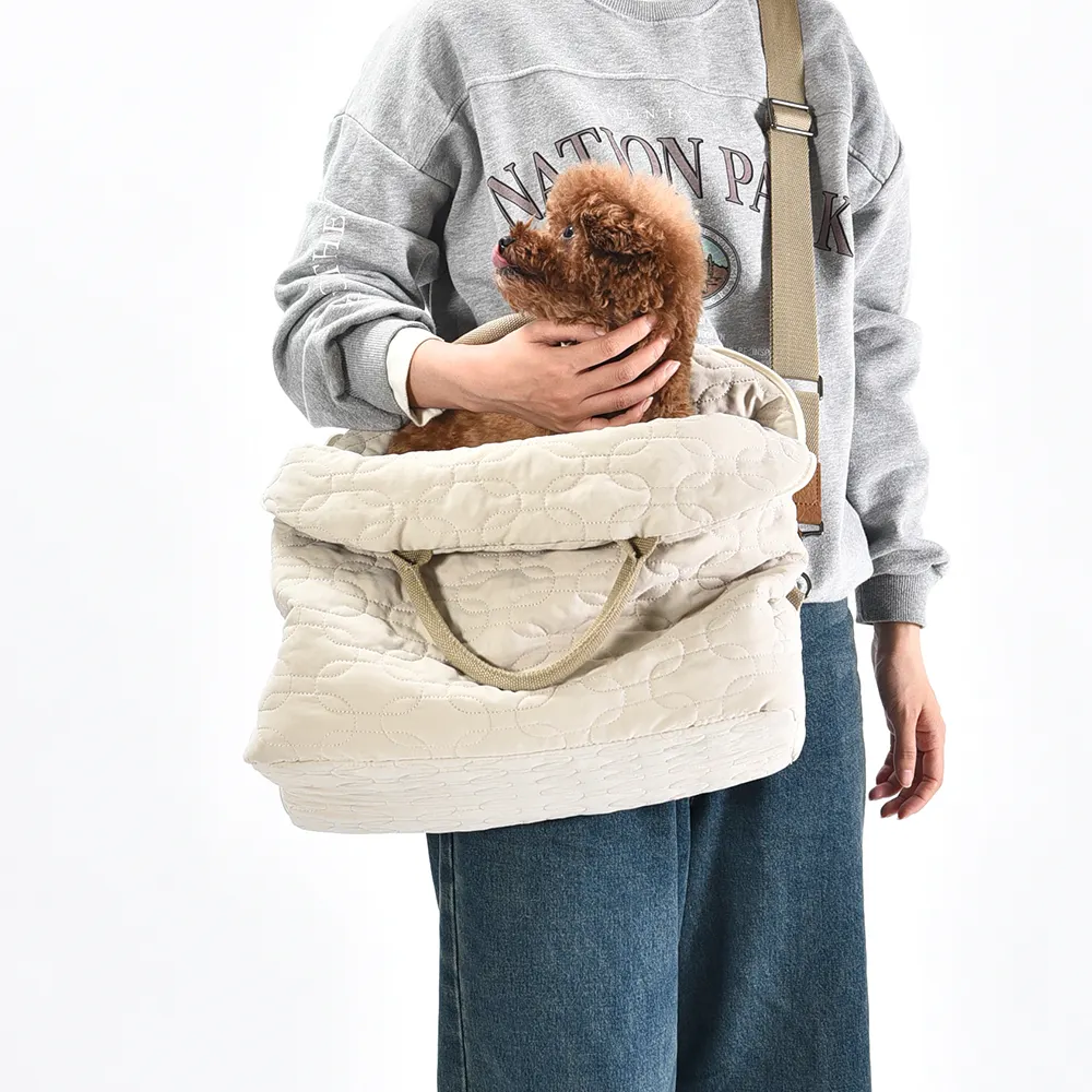 กระเป๋าถือสำหรับสุนัขขนาดเล็กกระเป๋าใส่ที่นั่งในรถสำหรับแมววัสดุรีไซเคิลได้กระเป๋าใส่สัตว์เลี้ยง