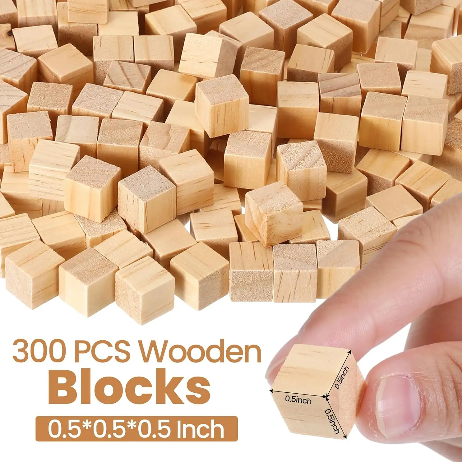 Zhonghuan Brand 300 Pcs Wooden Cubes, Unfinished Wooden Blocks for Crafting Plain Wooden Block for Craft Cube Natural Craft