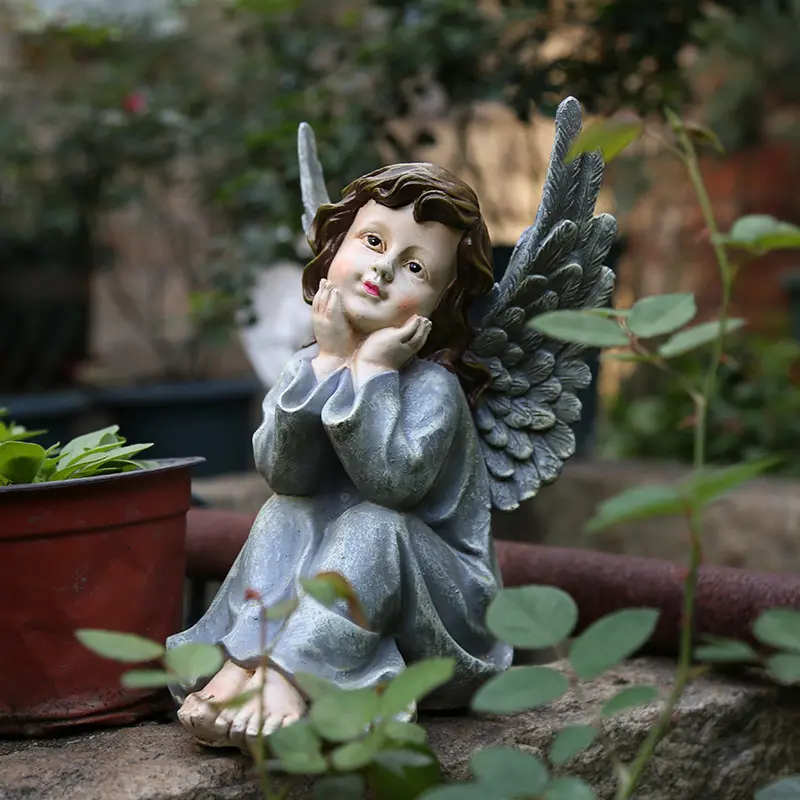 43cm resina de poliéster creativo Elf figura patio estatua de hadas Jardín de la casa al aire libre decoración esculturas