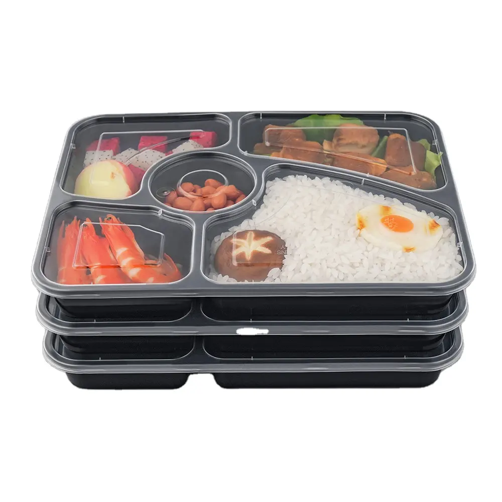 กล่องใส่อาหาร PP แบบใช้แล้วทิ้ง,กล่องเบนโตะพร้อมฝาปิดสำหรับใส่อาหารเข้าไมโครเวฟได้