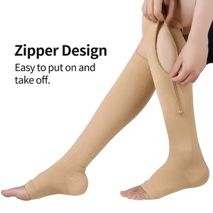 Açık ayak düz renk erkekler kadınlar değil kapak ayak parmakları ven Zip çorap varis çorabı fermuar buzağı basınç sıkıştırmak çorap - Product Image 3