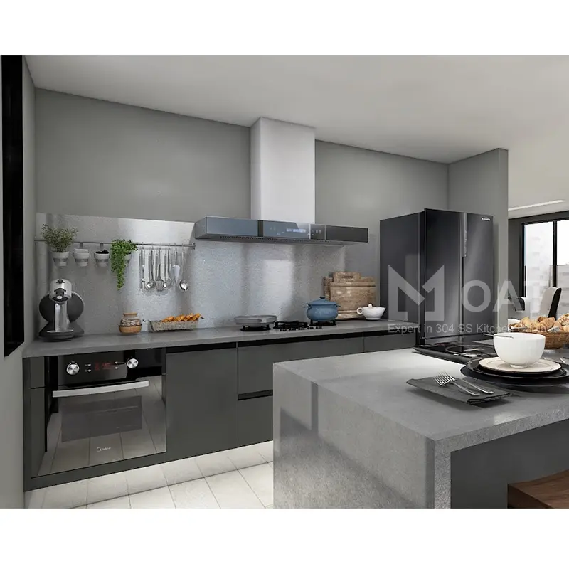 Modüler mutfak dolabı yeni tasarım Modern ev mobilyaları için banyo mutfak dolabı seti taban dolapları 1 takım paslanmaz çelik otel yulaf