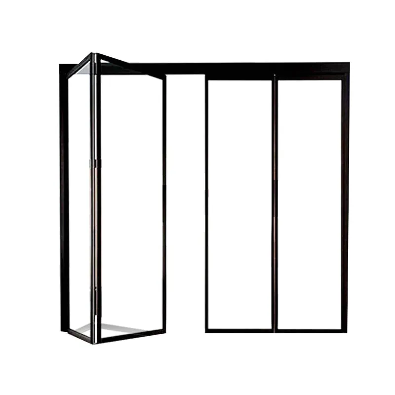 Puertas plegables de acordeón comerciales impermeables personalizadas, puertas plegables de patio plegables y deslizantes externas