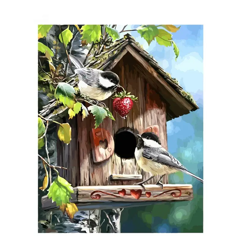 CHENISTORY 991297DZ DIY Painting By Numbers Kit Bird house paint by number canvas painting calligraphy Modern Home Wall Art