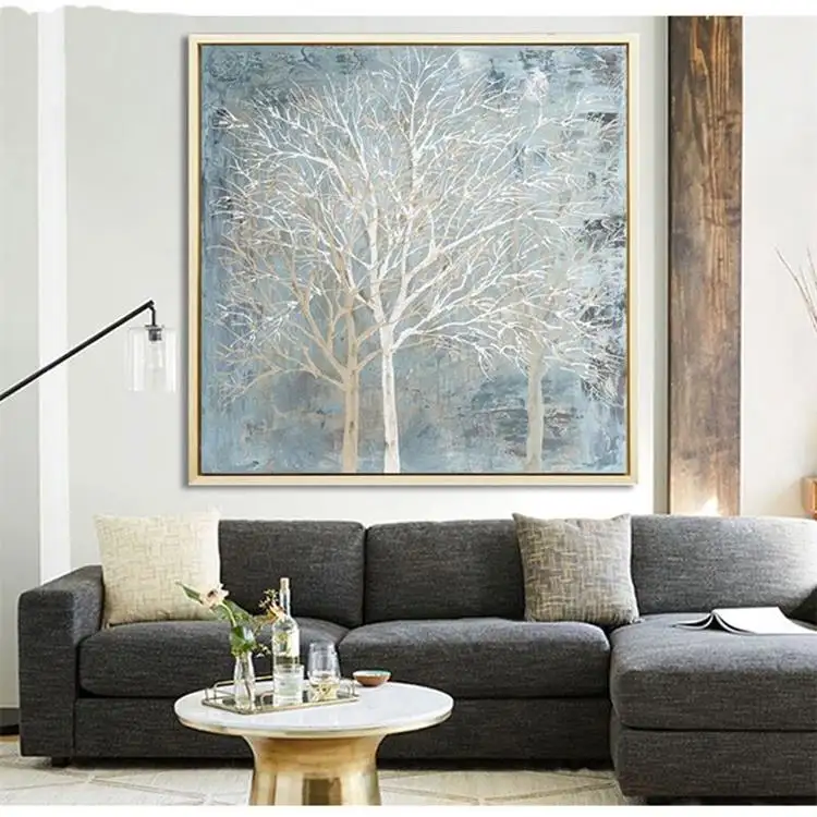 Foto de árbol de dinero 100% pintado a mano arte al óleo abstracto moderno trabajo lienzo arte pintura decoración de la pared del salón