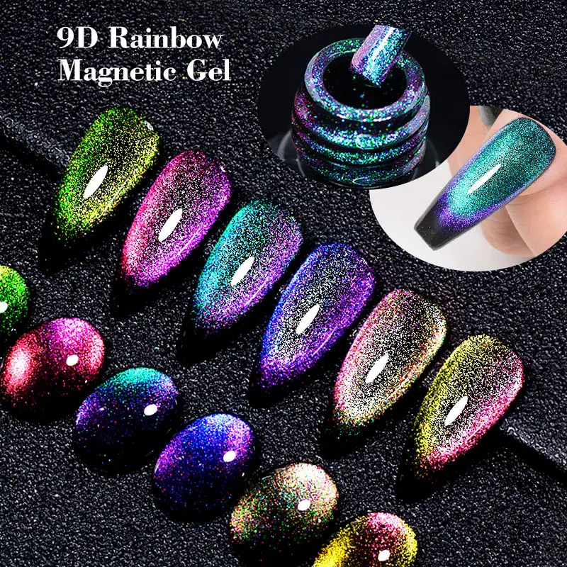 Private Label Reflexivo Glitter Cor Gel Soak Off Polonês Brilhante iridescente Auroras Nail Art gato olho gel polonês