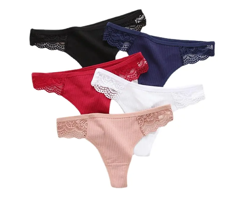 Tangas de renda das mulheres S-XL algodão fio dental Calcinha Sexy Cintura Baixa Cuecas Roupa Interior Lingerie Feminina Calças Íntimas Tangas