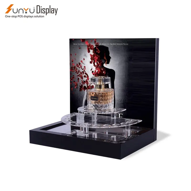 Manufactory atacado personalizado negócios cosméticos maquiagem perfume display stand acrílico display para exposição