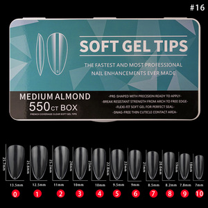 Özel marka uzun tabut 550 adet kutu konik temizle yumuşak jel tam kapak çivi uzatma nail İpuçları on basın - Product Image 6
