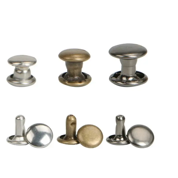 Rivet creux à tête de champignon en métal en laiton personnalisé Rivet de vêtement à double capuchon pour le cuir