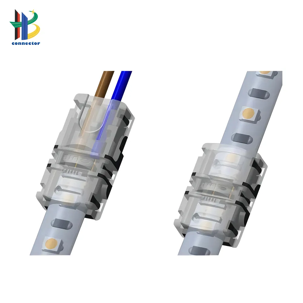 12V LED şerit konektörler IP54 IP65 su geçirmez 8MM 2Pin tek renk klipsli esnek SMD LED şerit konnektörler suaygır-m