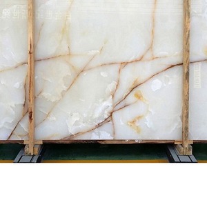 Giá nhà máy, đá cẩm thạch Onyx trắng tuyết lớn, nhiều, dạng tấm lát sàn, vân màu vàng cam nâu vàng - Product Image 3