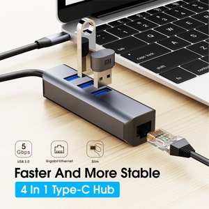 Hub convertitore USB 3.0 Rj45 Gigabit Ethernet Adattatore USB da USB 3.0 tipo C a scheda di rete - Product Image 5