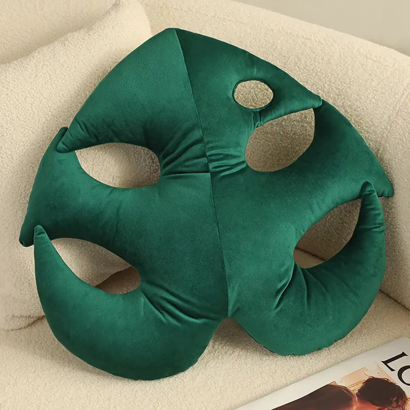 Almohada de felpa suave con forma de hoja para el hogar, cojín decorativo con forma de planta de hojas en 3D, 2022