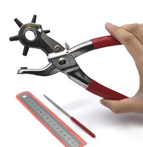 6 Size <strong>Revolving</strong> Leather Hole Puncher DIY Leathercraft Repair Tool with Ruler Deburring File for Belts &amp; Straps Hand Tool - Product Image 2