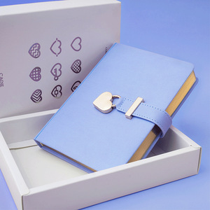 B6 logotipo personalizado colorido pu cuero diario cuaderno caja de regalo corazón bloqueo diarios blocs de notas con candado para niña - Product Image 3