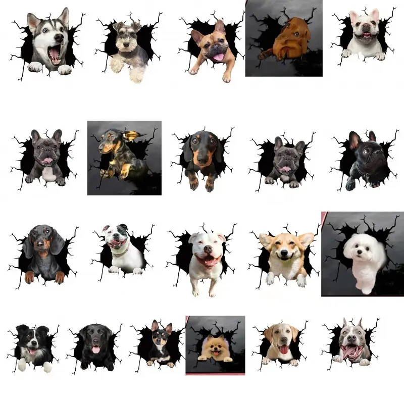 Autocollant 3D chien voiture mignon Peep décalcomanies Auto vinyle moto Animal fenêtre Pet pare-brise Tuning voiture autocollant