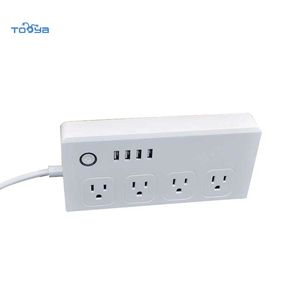 Tooya <strong>U</strong>.<strong>S</strong>. Standard 4 Extension Socket 4 USB WiFi Smart Power Strip with USB Port Support Multiple Cell Phone <strong>Control</strong> - Product Image 1