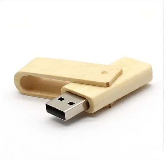 Pen drive giratorio de madera de bambú, unidad usb con 4GB de memoria flash, 8GB, 16GB, 32GB