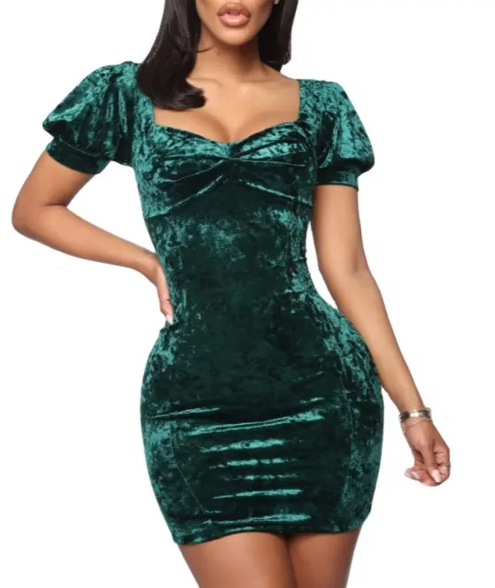 Vestido de baile iridescente verde esmeralda, mini vestido de baile para férias de fim de ano