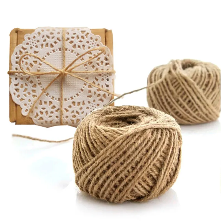 IMEE Handmade Natural Pack Wrapping Rope Thread 2mm Thin Jute Rope String 30m Per Roll for Box Gift Cake and Decoration