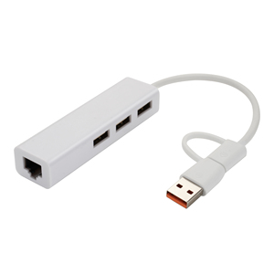 USB/tip-c 2.0 2 In 1 Lan kartı ile 2.0*3 HUB plastik kabuk Ethernet ağ kartları 100Mps hoşgeldiniz OEM - Product Image 3