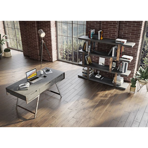 HMS 63 Gray Silver Wooden Writing Desk with <strong>Three</strong> Drawers Portable Foldable <strong>Computer</strong> <strong>Table</strong> with Shelf <strong>for</strong> Office Use in Hotels - Product Image 6