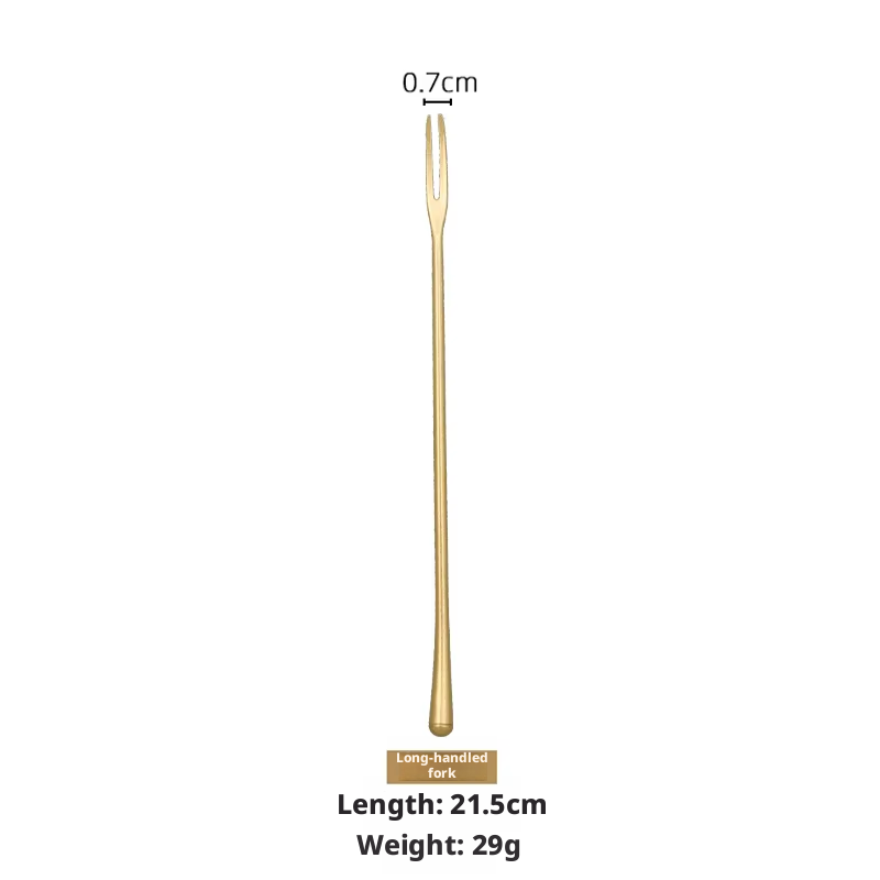 Fourchette à long manche dorée