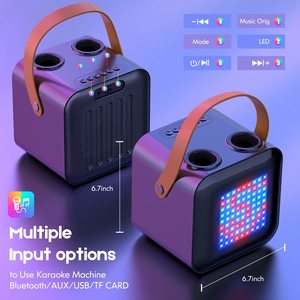 İki mikrofon ve ev ve dış mekan kullanımı için çok stil LED ışıkları ile SP-100 Karaoke Bluetooth akıllı hoparlör - Product Image 5