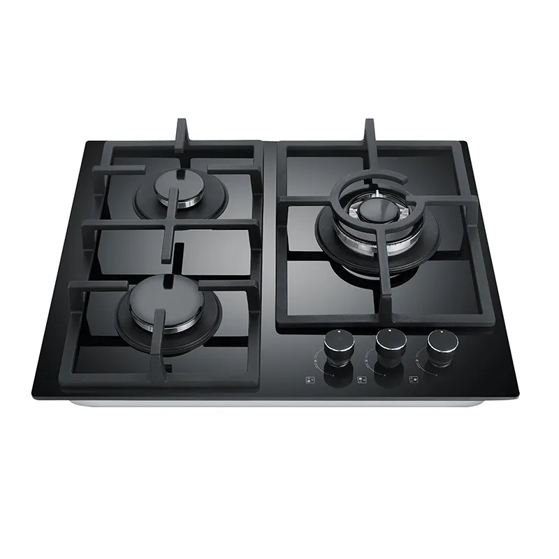 China Factory Wholesale Hob 60cm 3 Burner White Tempered Glass Gas Cooktops for Kitchen Cooking