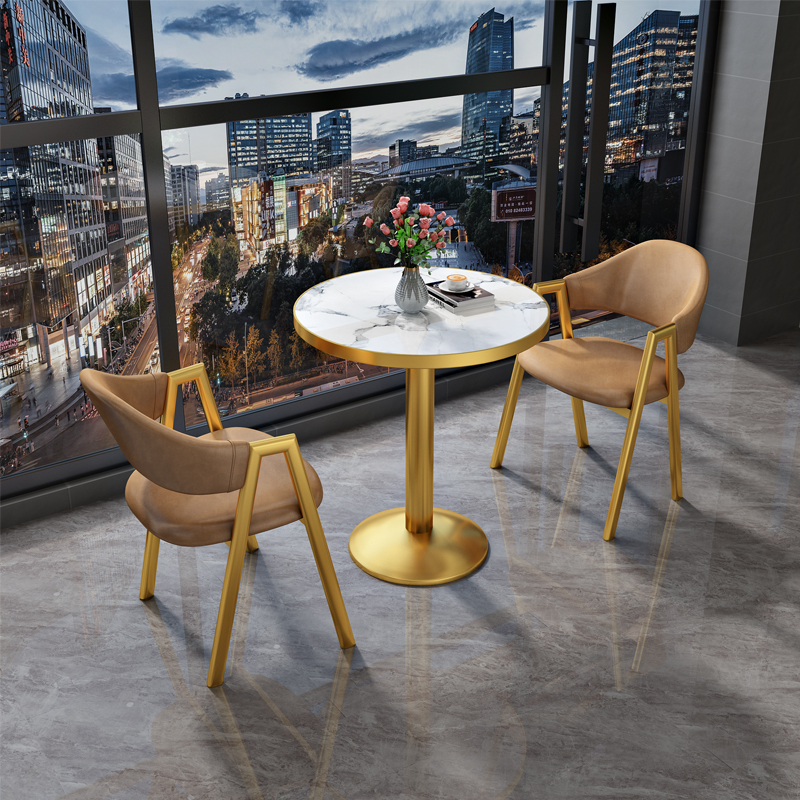 one table and 2 chairs khaki leather 60x60x75cm