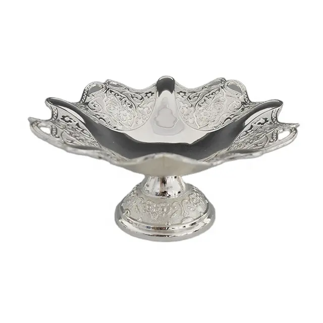 Table decorative Diwali Arabic silver dry fruit snack chocolate bowl nut tray