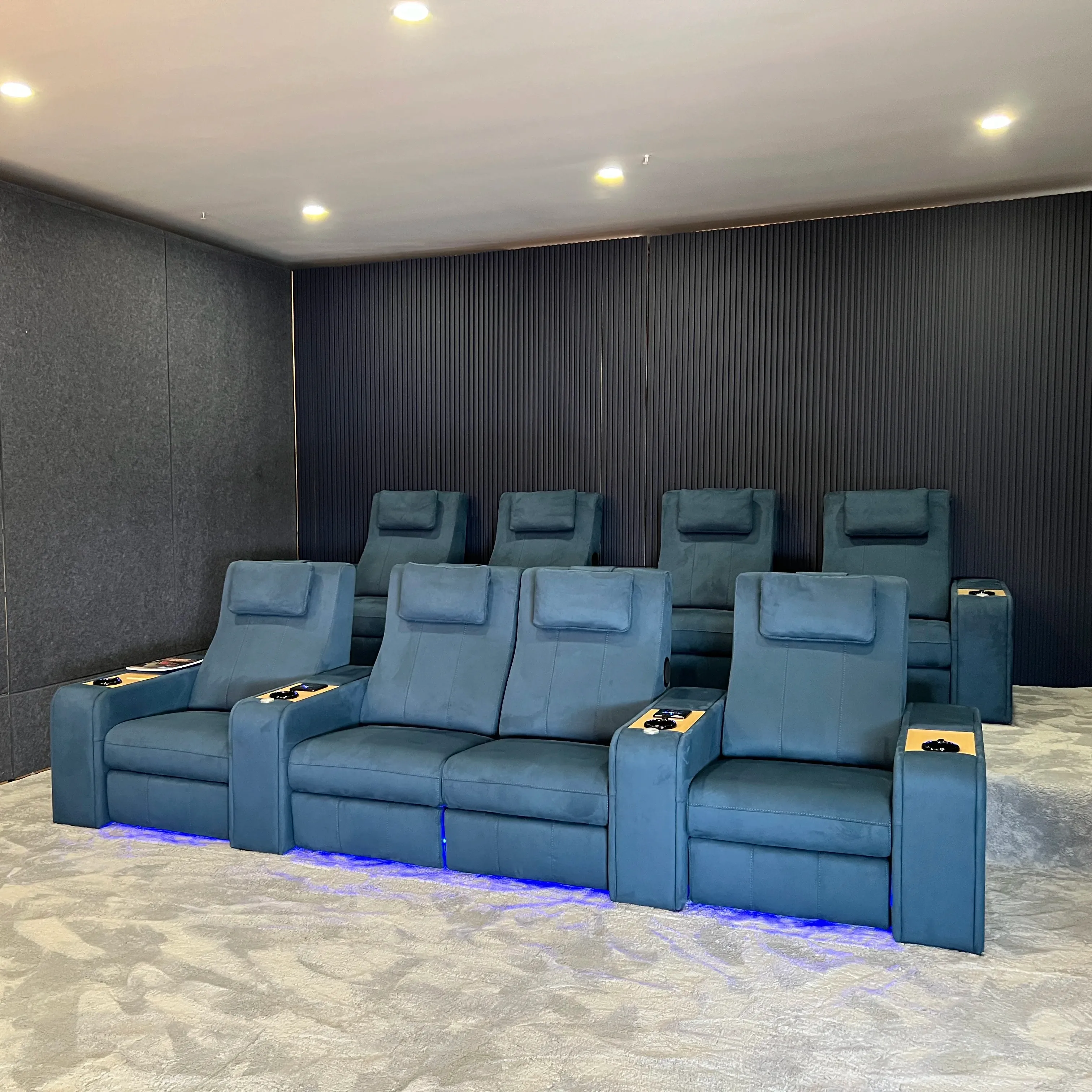 Design moderno in velluto cinema reclinabile sedia Cinema divano sedia per Relax sistema Home Theater divani in pelle soggiorno F