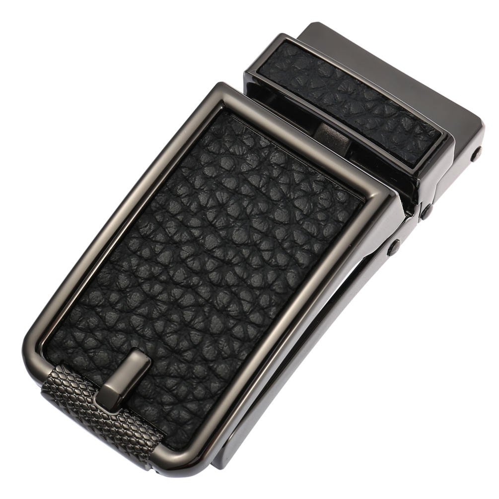 หนังสีดำ/หัวเข็มขัดลายปืน